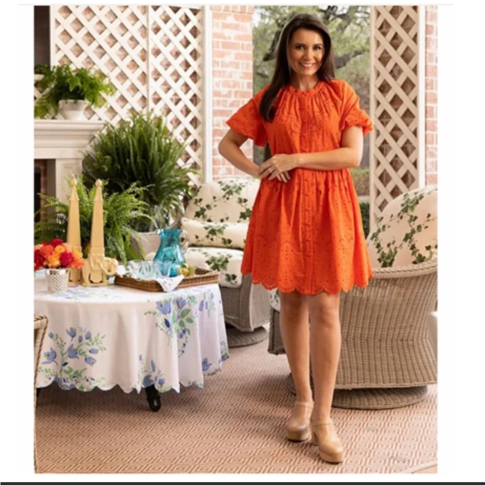 NWT Antonio Melani x Kimberly Whitman Rose Eyelet Jewel Neck Button Front Dres - Picture 2 of 5